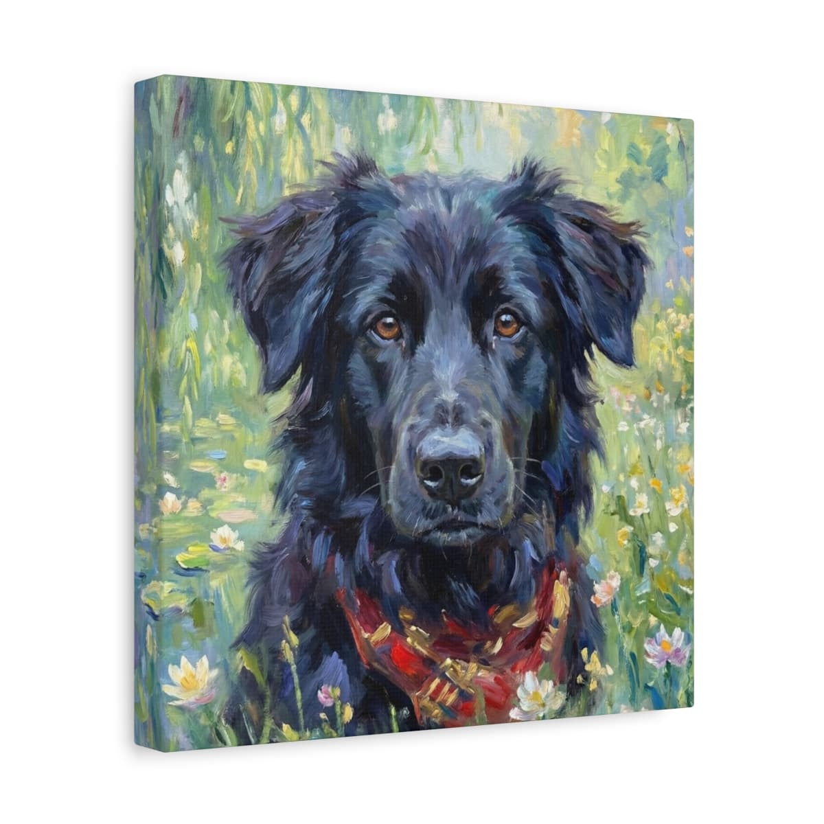 Pet portrait canvas print on wall