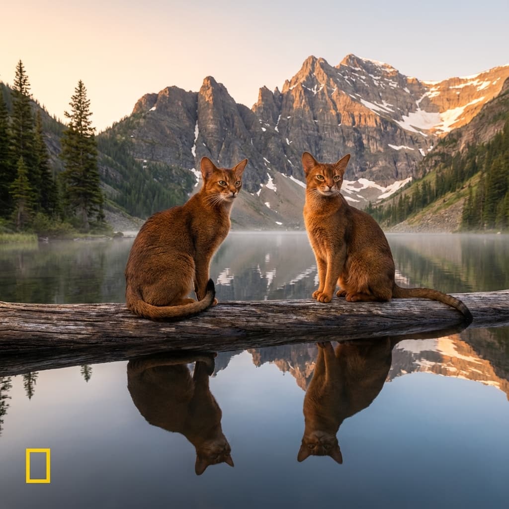Abyssinian in Lakeside Scene style