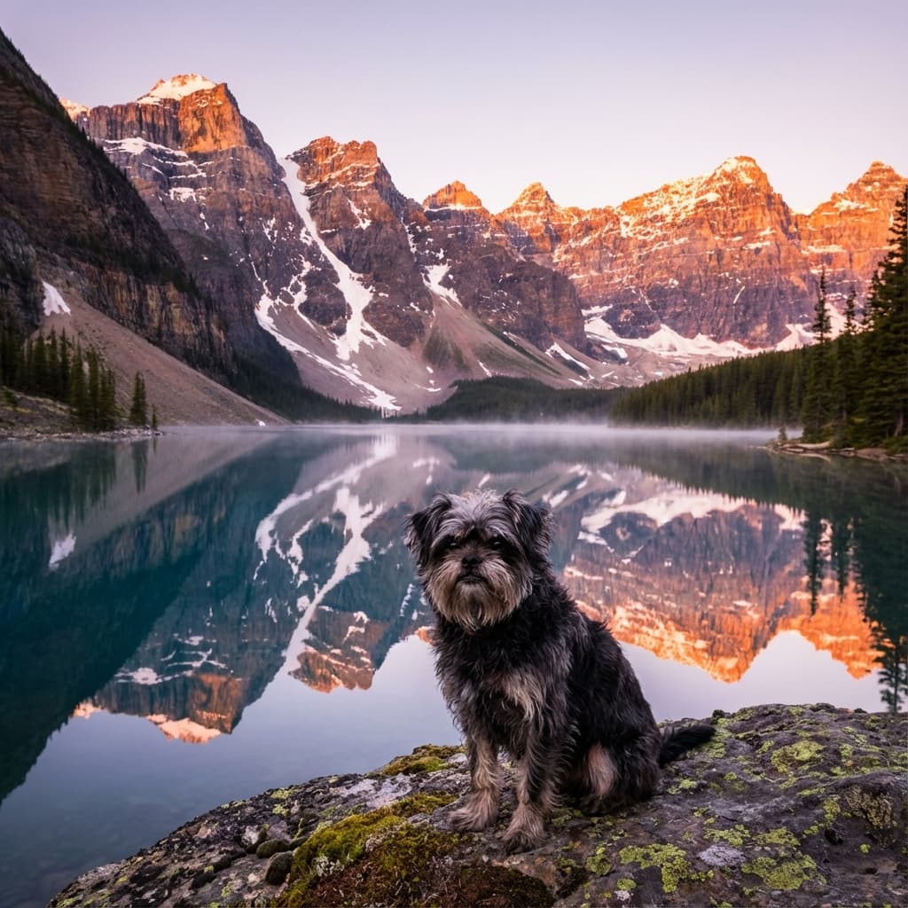 Affenpinscher in Lakeside Scene style