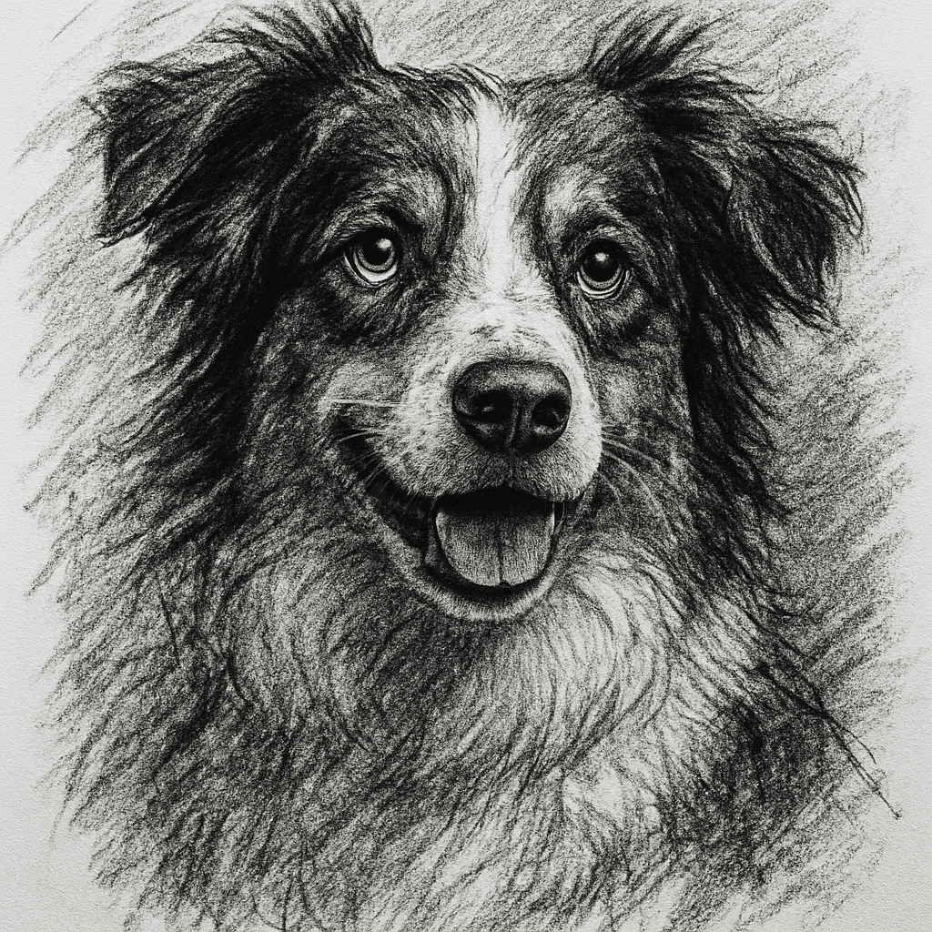 Australian Shepherd in Charcoal style
