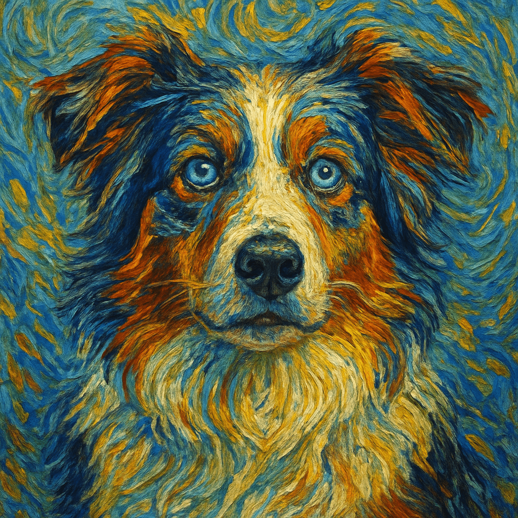 Australian Shepherd in Van Gogh style