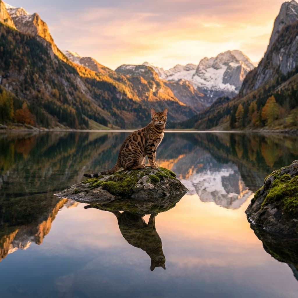 Bengal in Lakeside Scene style