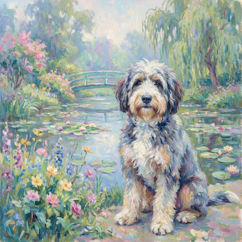 Bernedoodle in Monet style