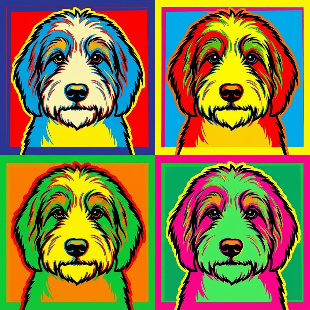 Bernedoodle in Warhol style