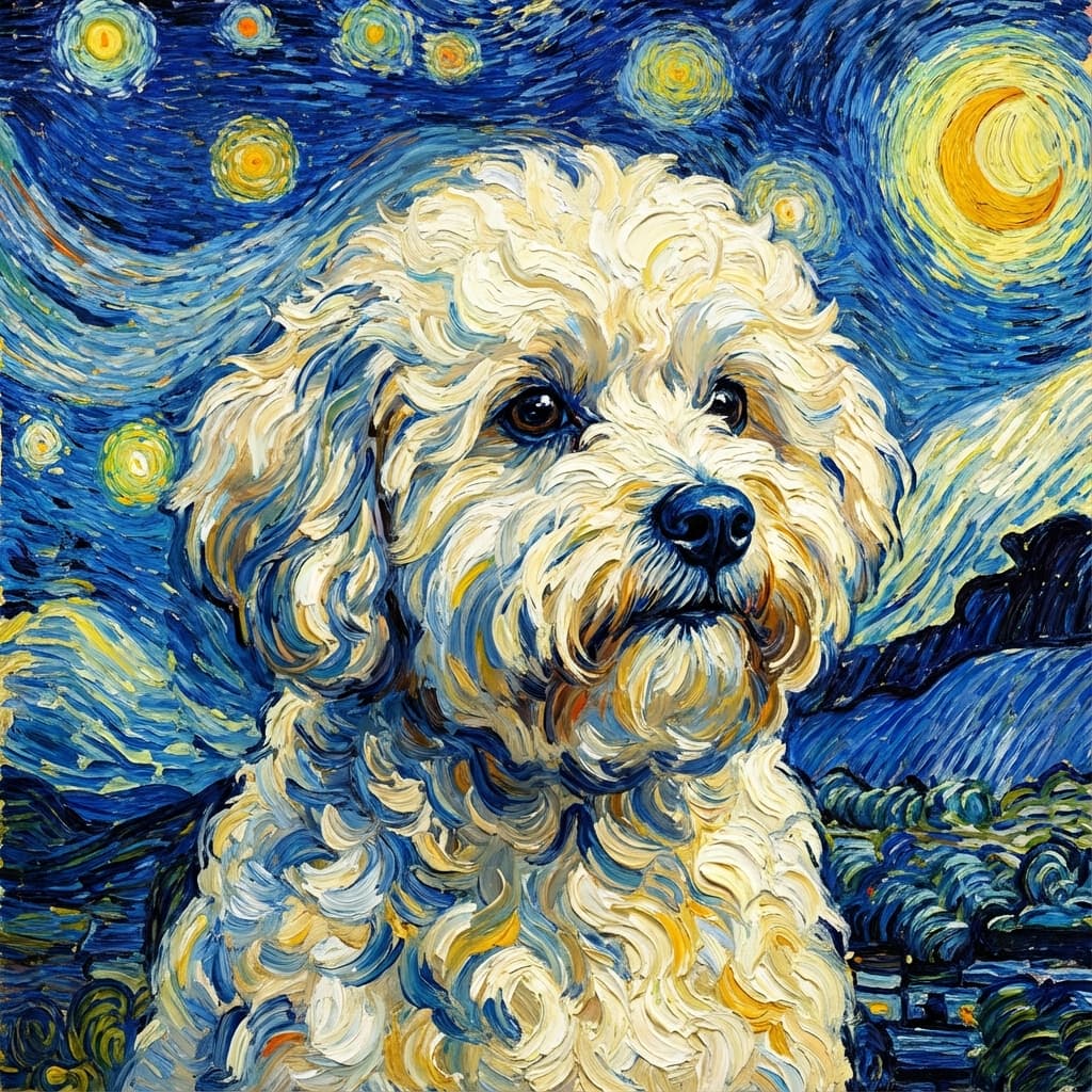 Bichon Frise in Van Gogh style