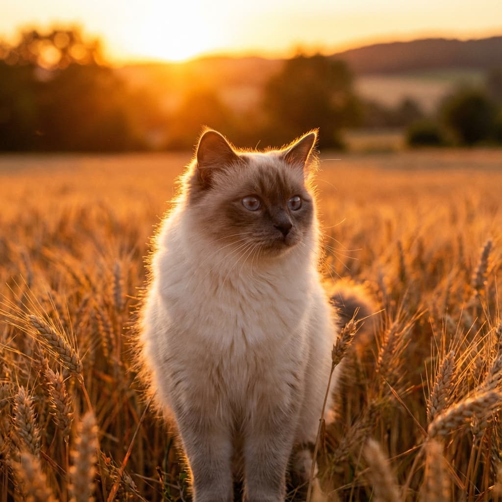 Birman in Golden Hour Field style
