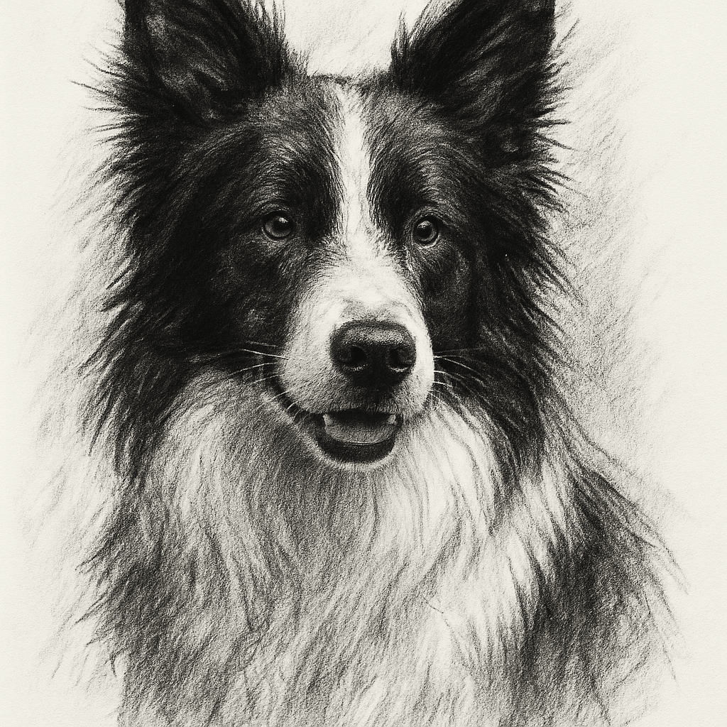 Border Collie in Charcoal style