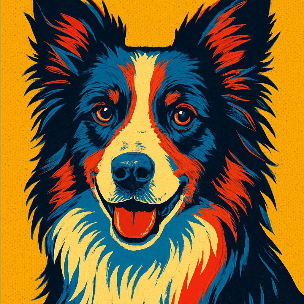 Border Collie in Warhol style