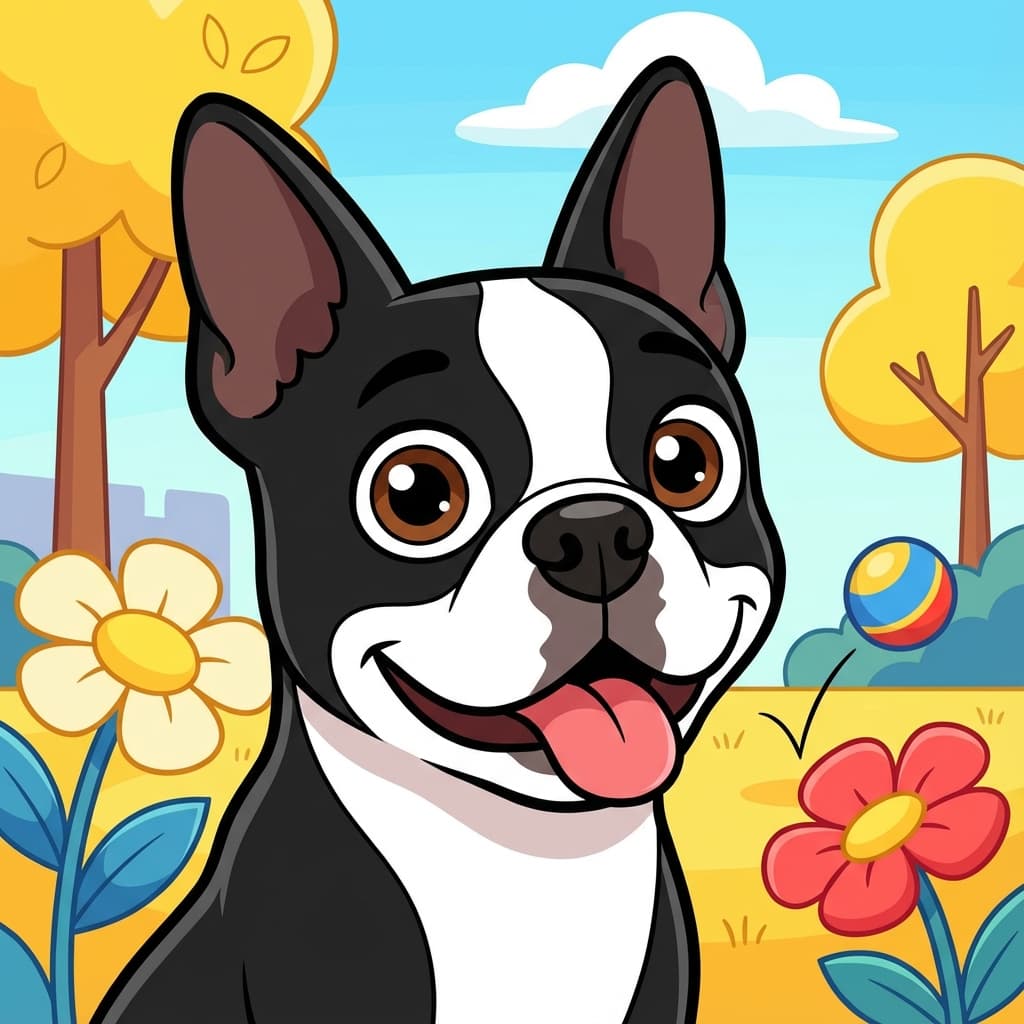 Boston Terrier in Cartoon style