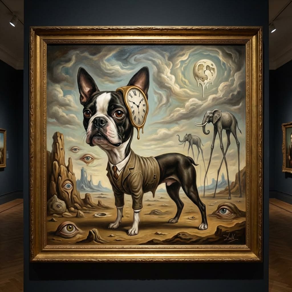 Boston Terrier in Dali style
