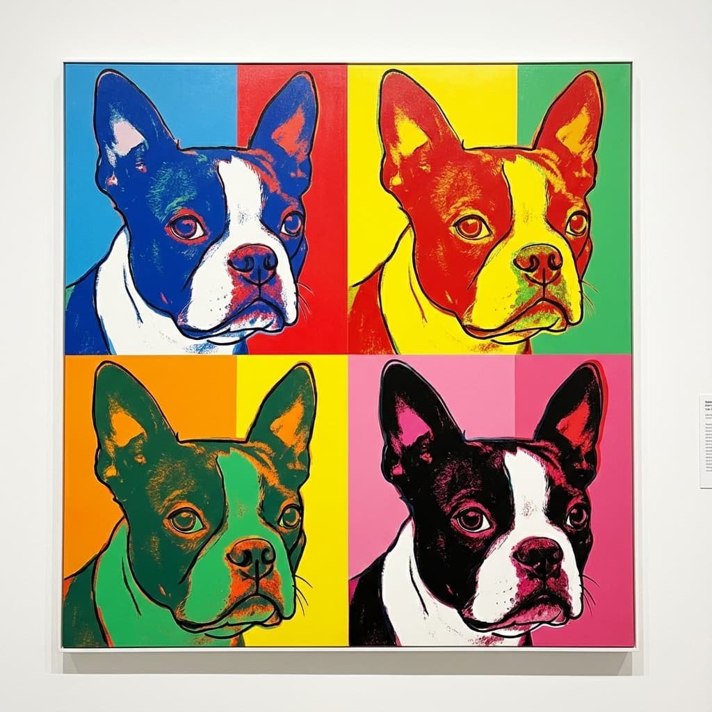 Boston Terrier in Warhol style