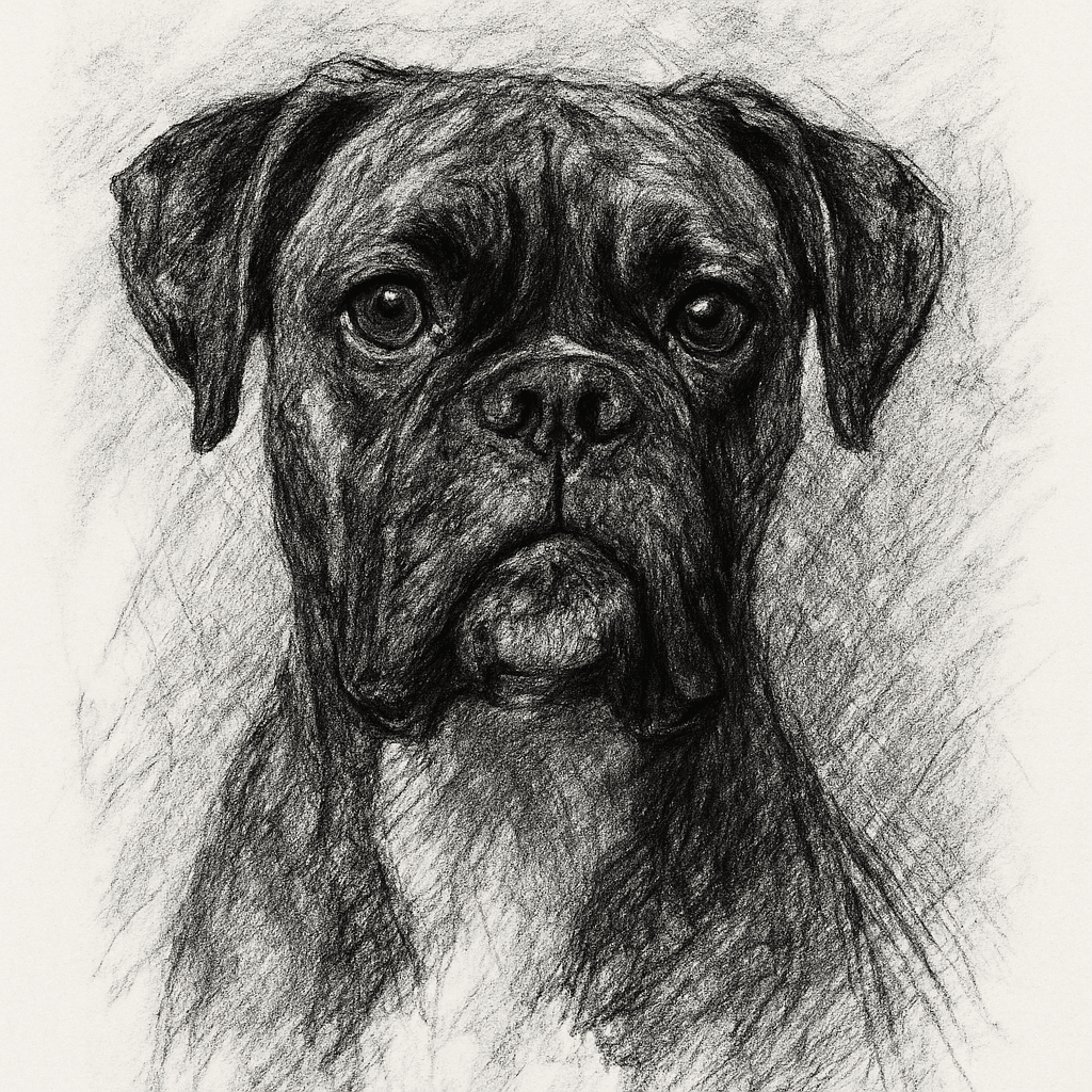Boxer in Charcoal style