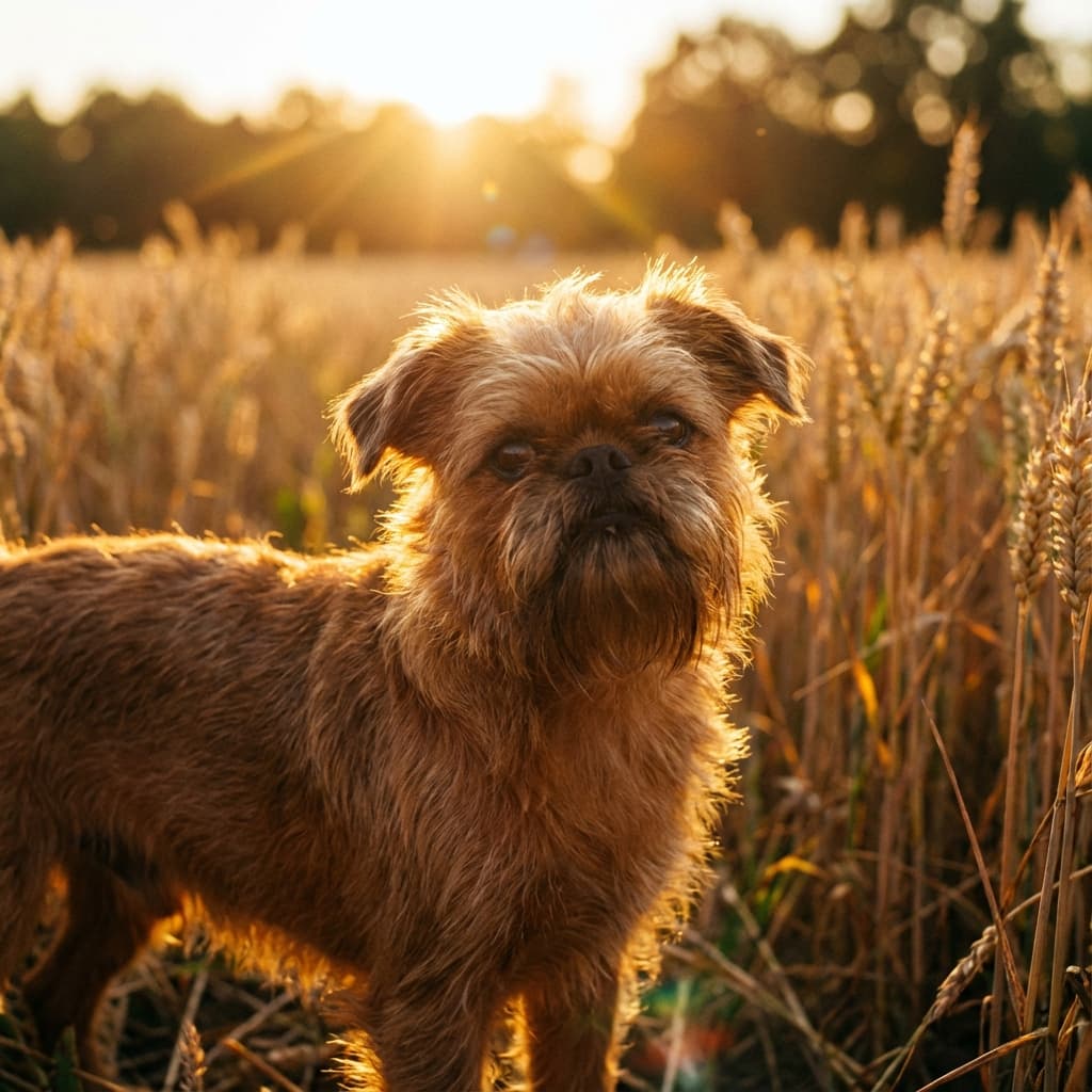 Brussels Griffon in Golden Hour Field style