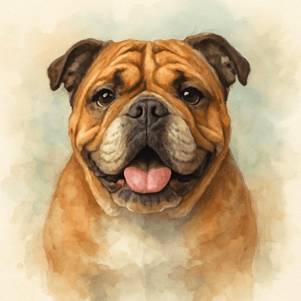 Bulldog in Watercolor Style