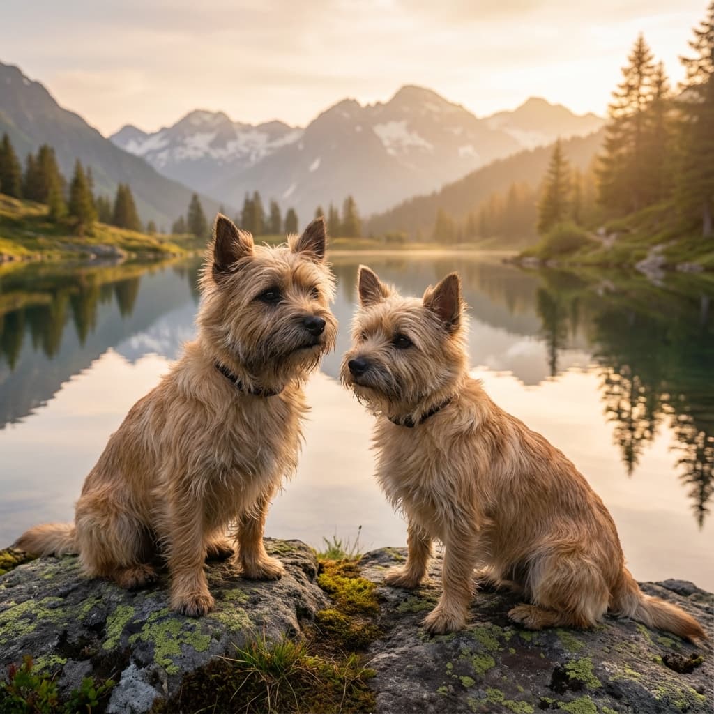 Cairn Terrier in Lakeside Scene style