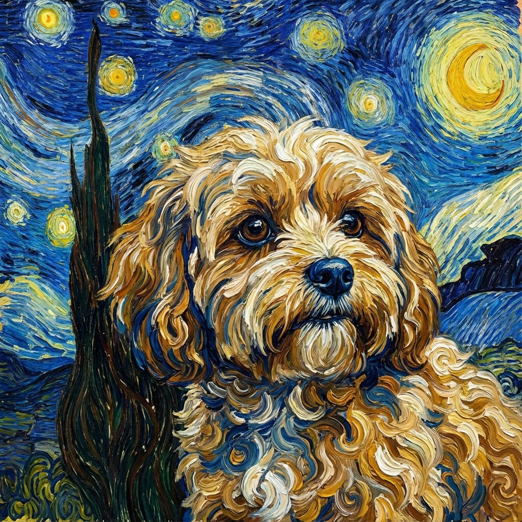 Cavachon in Van Gogh style