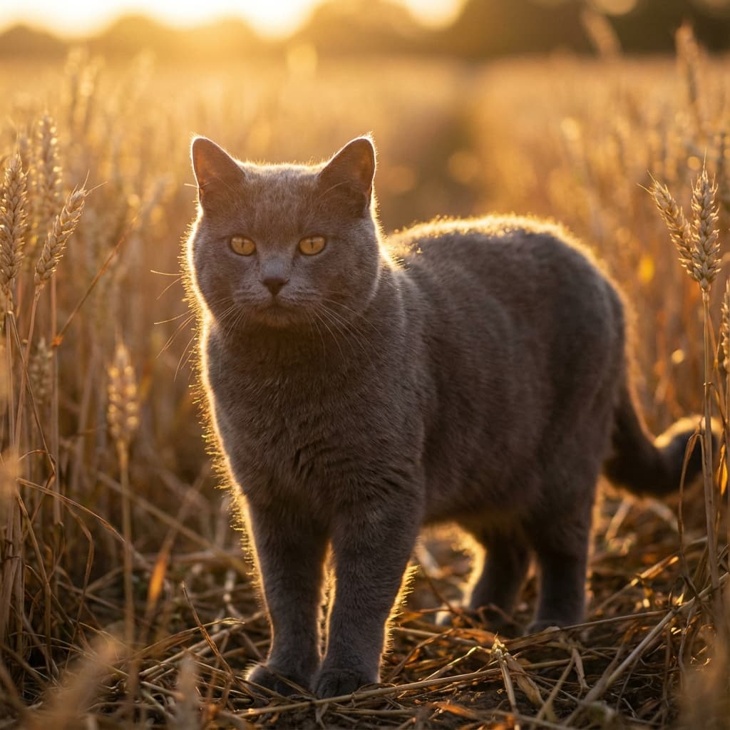 Chartreux in Golden Hour Field style