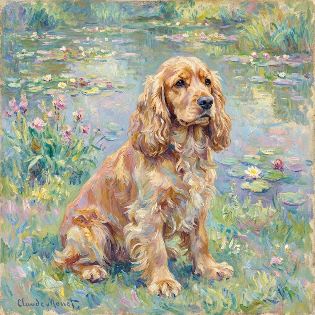 Cocker Spaniel in Monet style