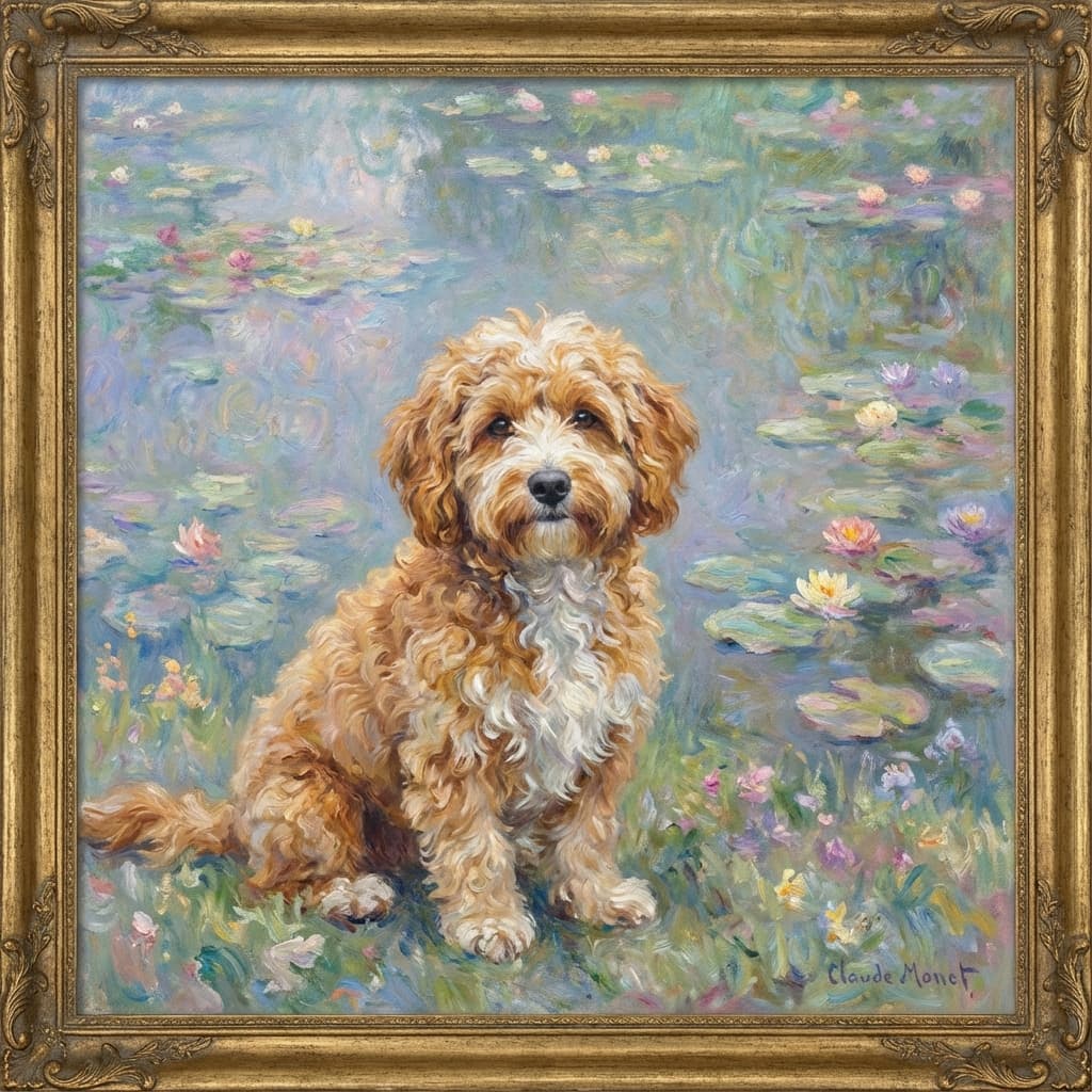 Corgipoo in Monet style