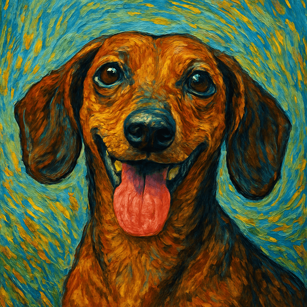 Dachshund in Van Gogh style