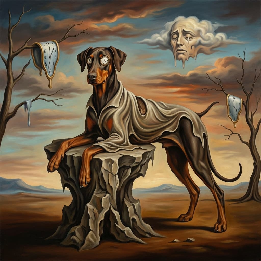 Doberman Pinscher in Dali style