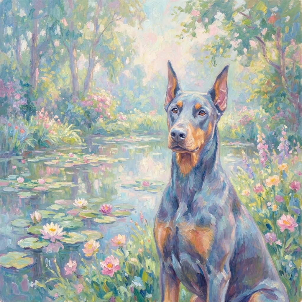Doberman Pinscher in Monet style