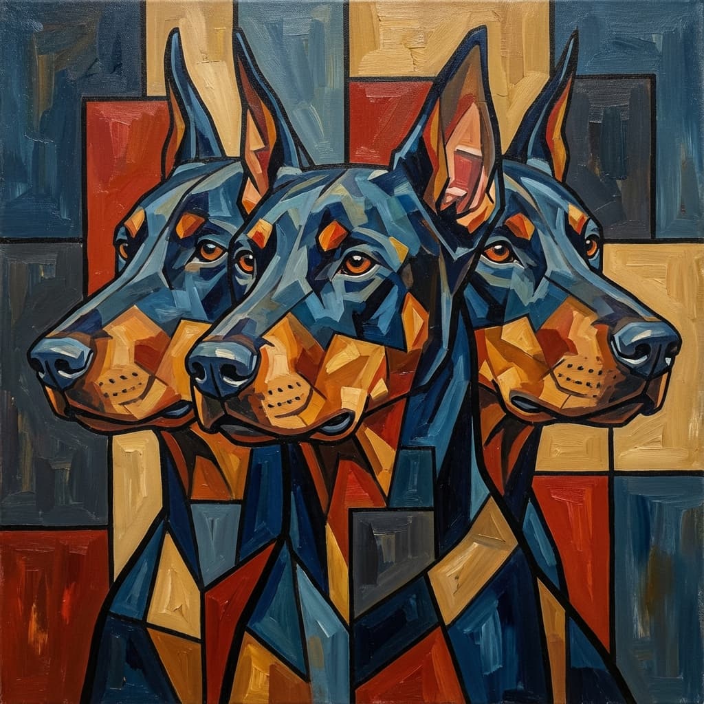 Doberman Pinscher in Picasso style