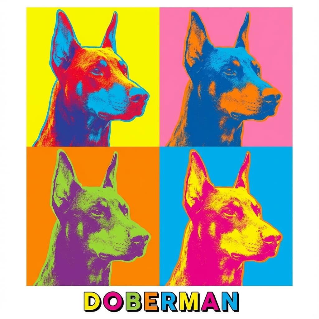Doberman Pinscher in Warhol style