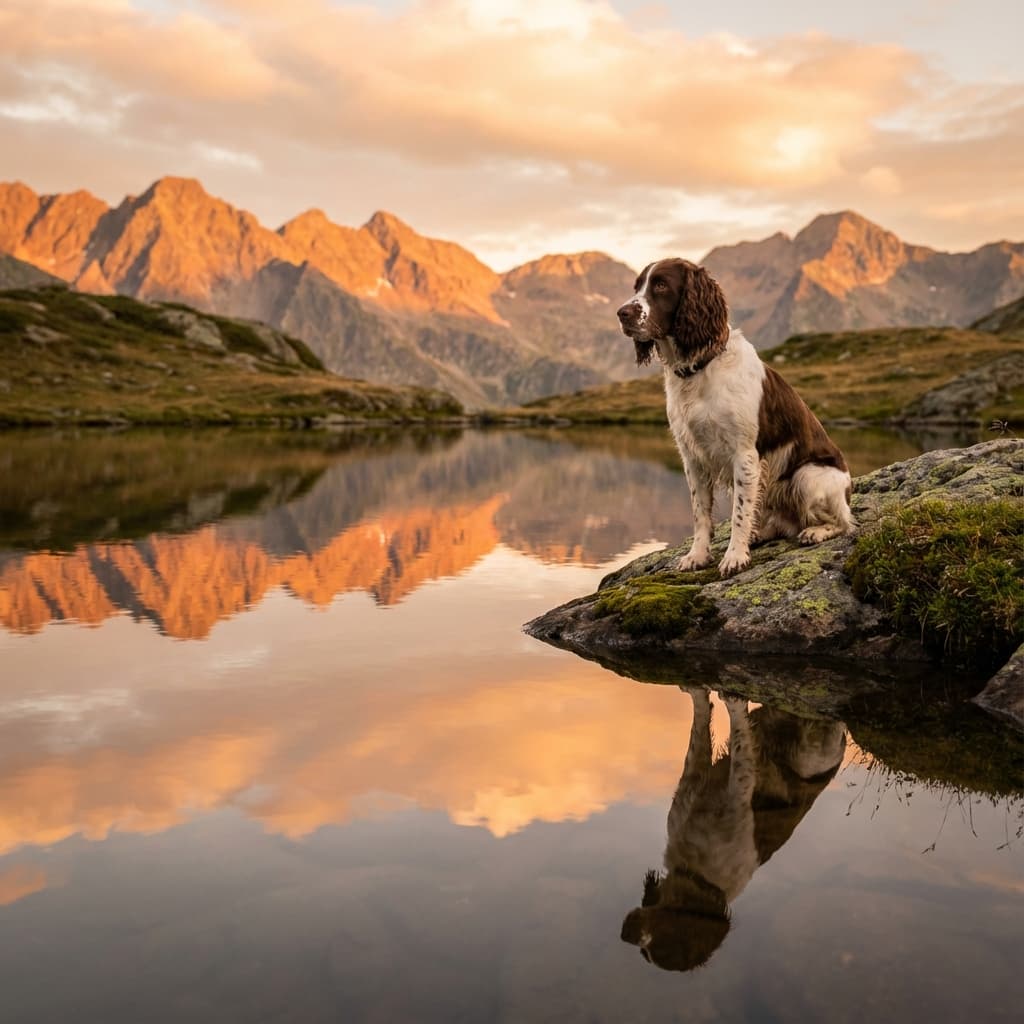 English Springer Spaniel in Lakeside Scene style