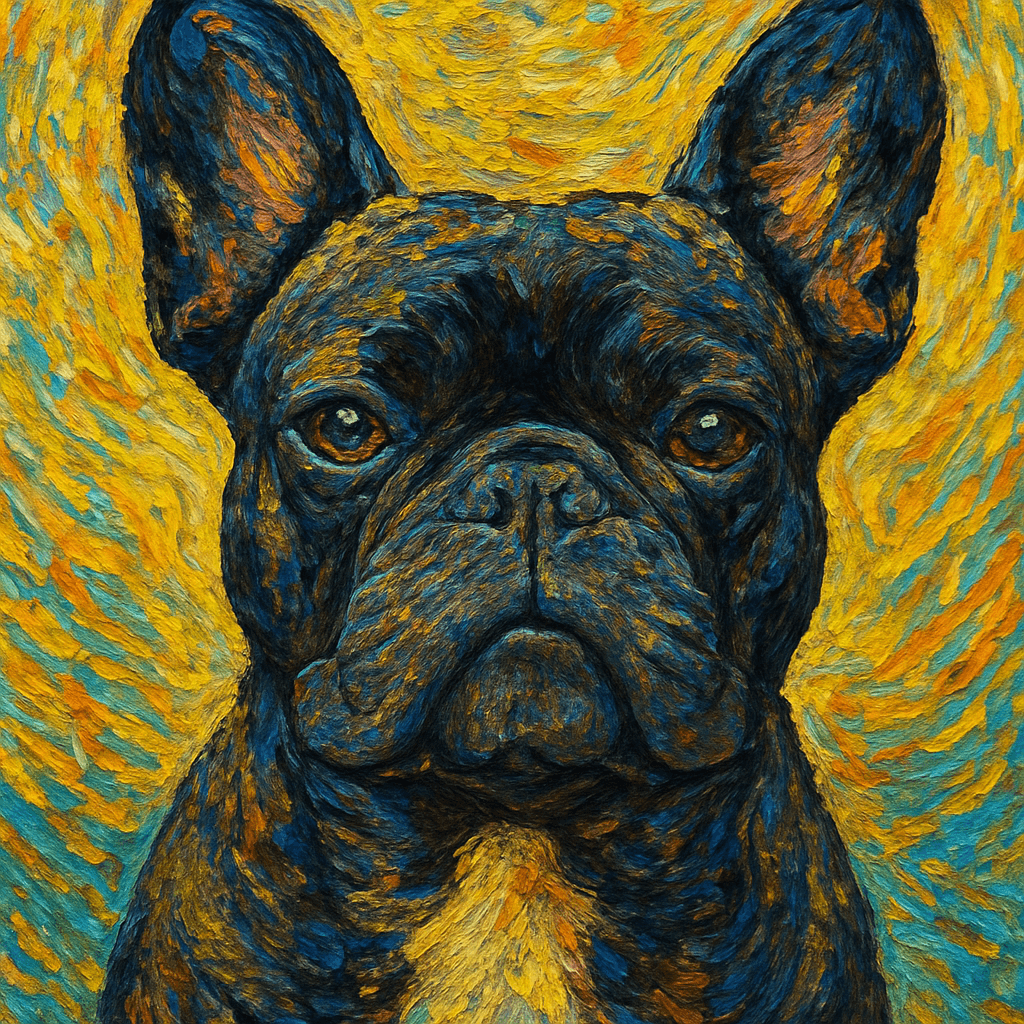 French Bulldog in Van Gogh style