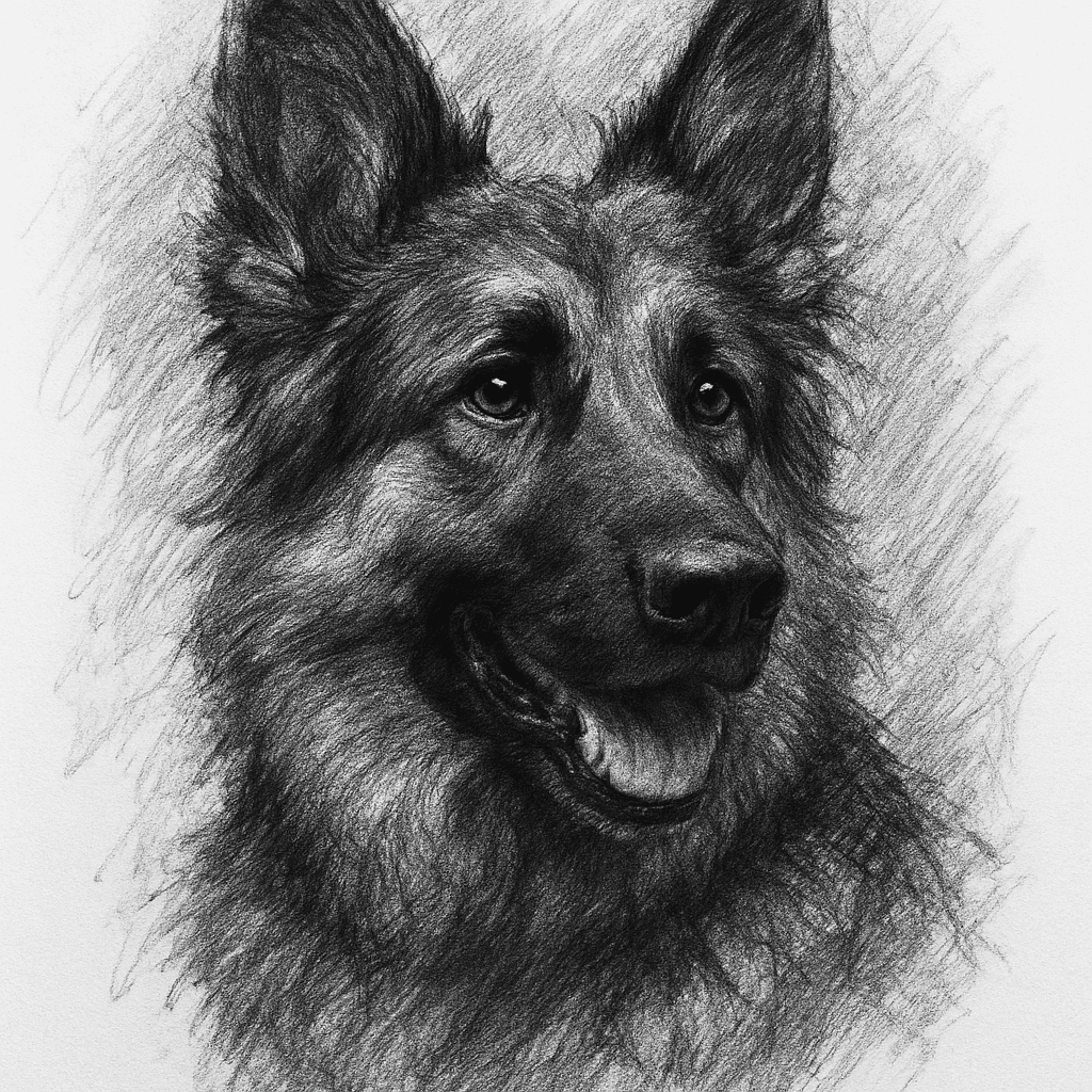 German Shepherd in Charcoal style