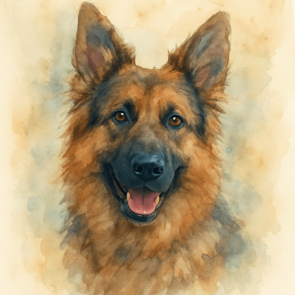 German Shepherd in Watercolor Style