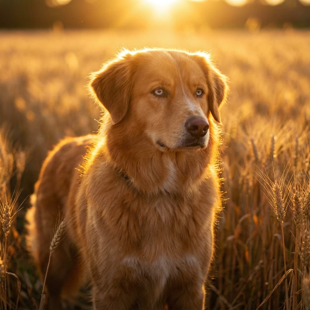 Goberian in Golden Hour Field style