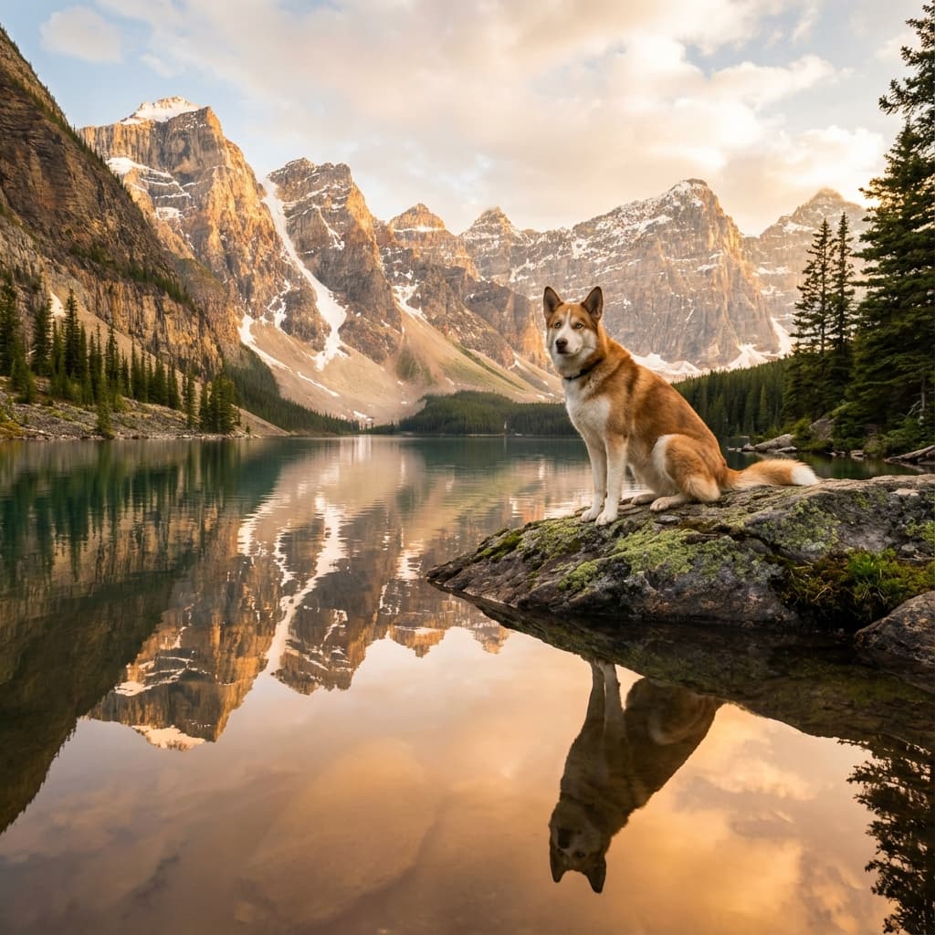 Goberian in Lakeside Scene style