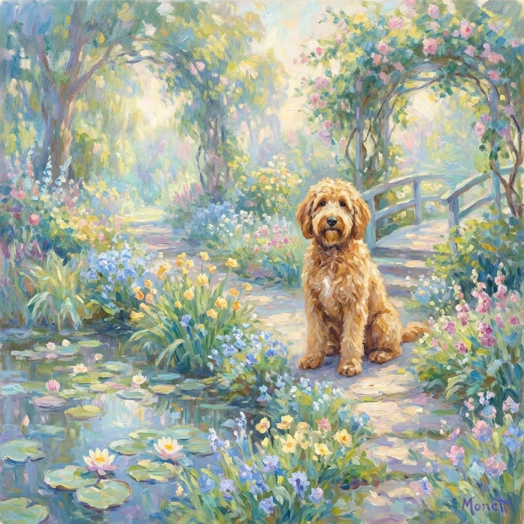 Goldendoodle in Monet style