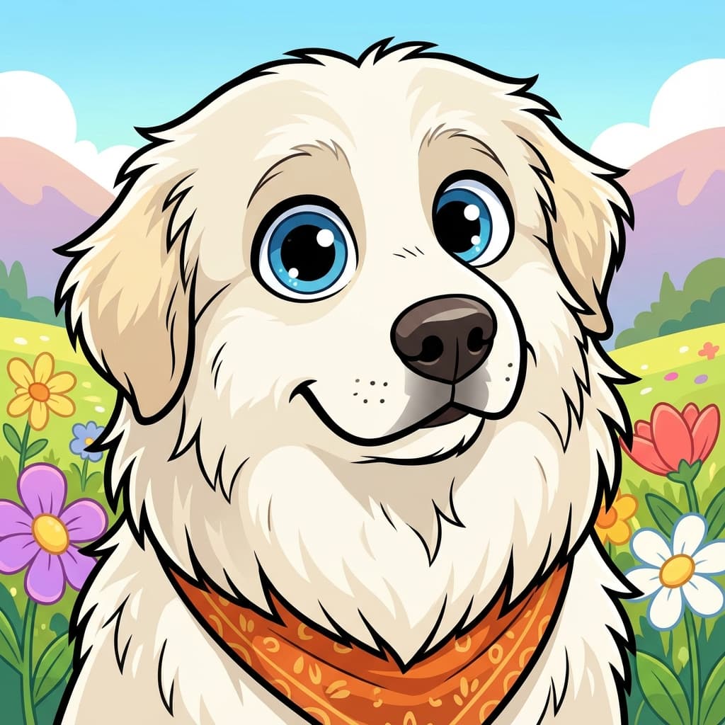 Great Pyrenees in Cartoon style