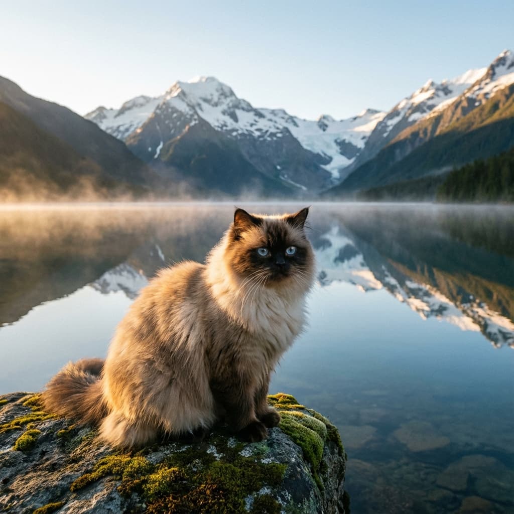Himalayan in Lakeside Scene style