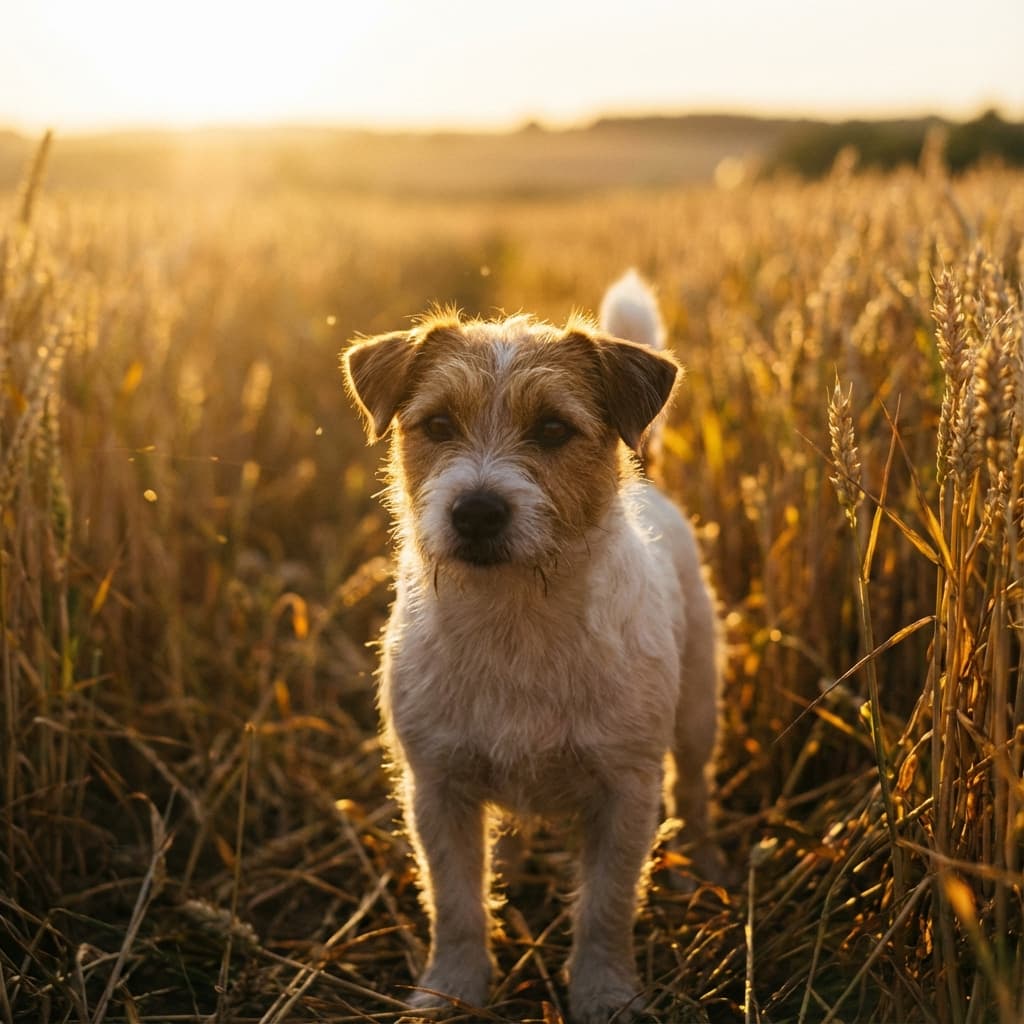 Jack Russell Terrier in Golden Hour Field style