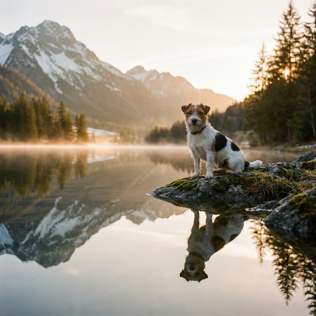 Jack Russell Terrier in Lakeside Scene style