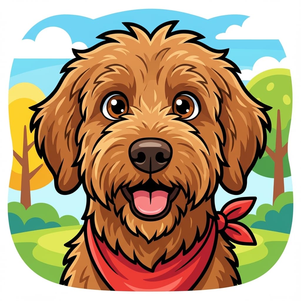 Labradoodle in Cartoon Style