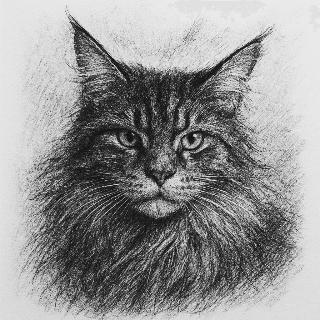 Maine Coon in Charcoal style