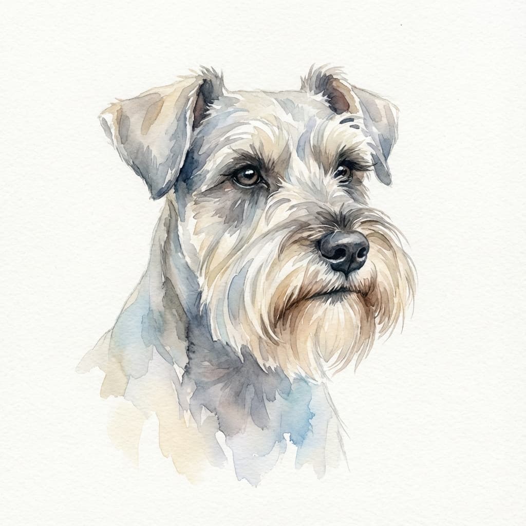 Miniature Schnauzer in Watercolor style