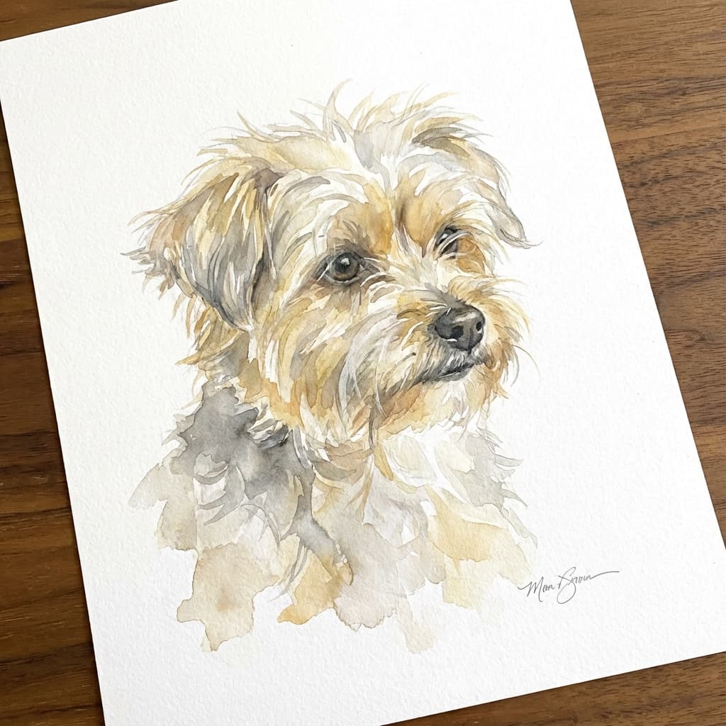 Morkie in Watercolor style