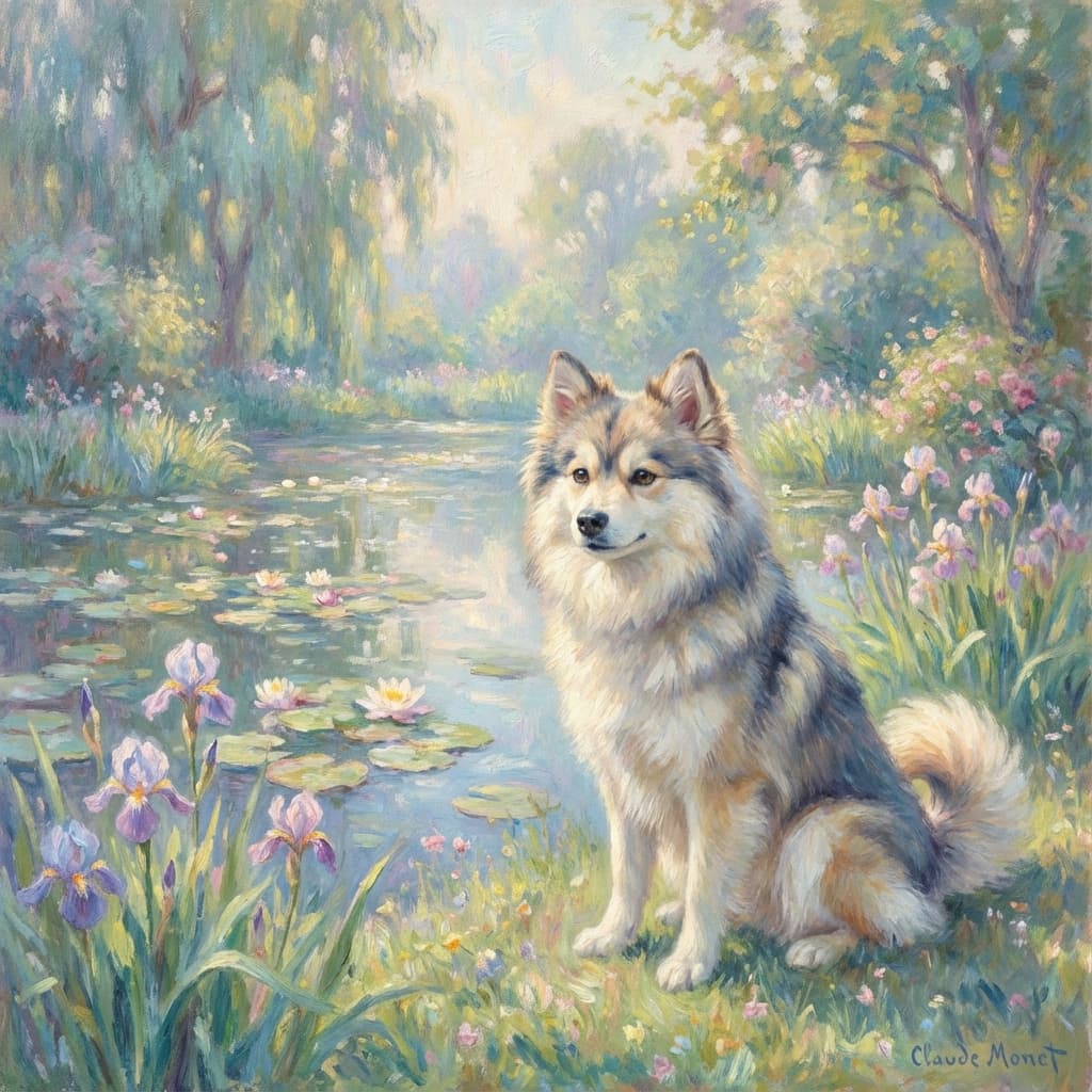 Pomsky in Monet style