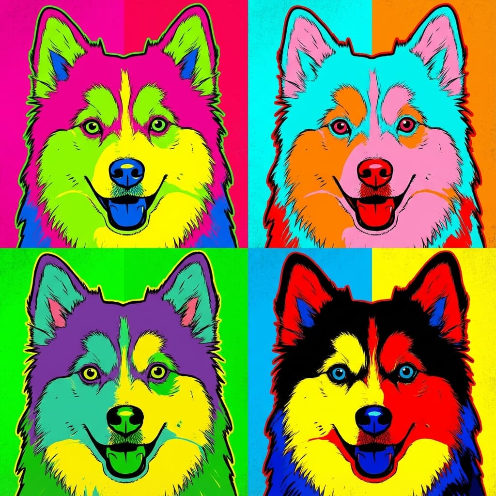 Pomsky in Warhol style