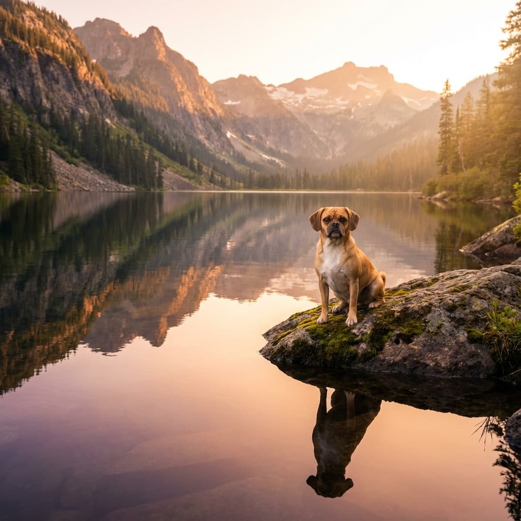 Puggle in Lakeside Scene style