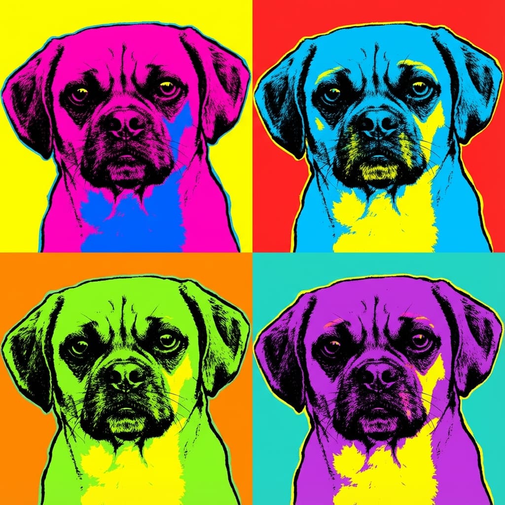 Puggle in Warhol style