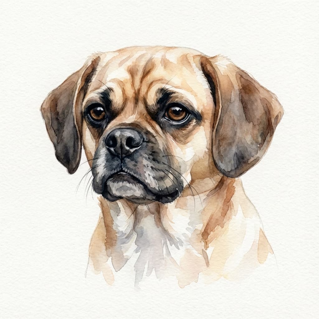 Puggle in Watercolor style