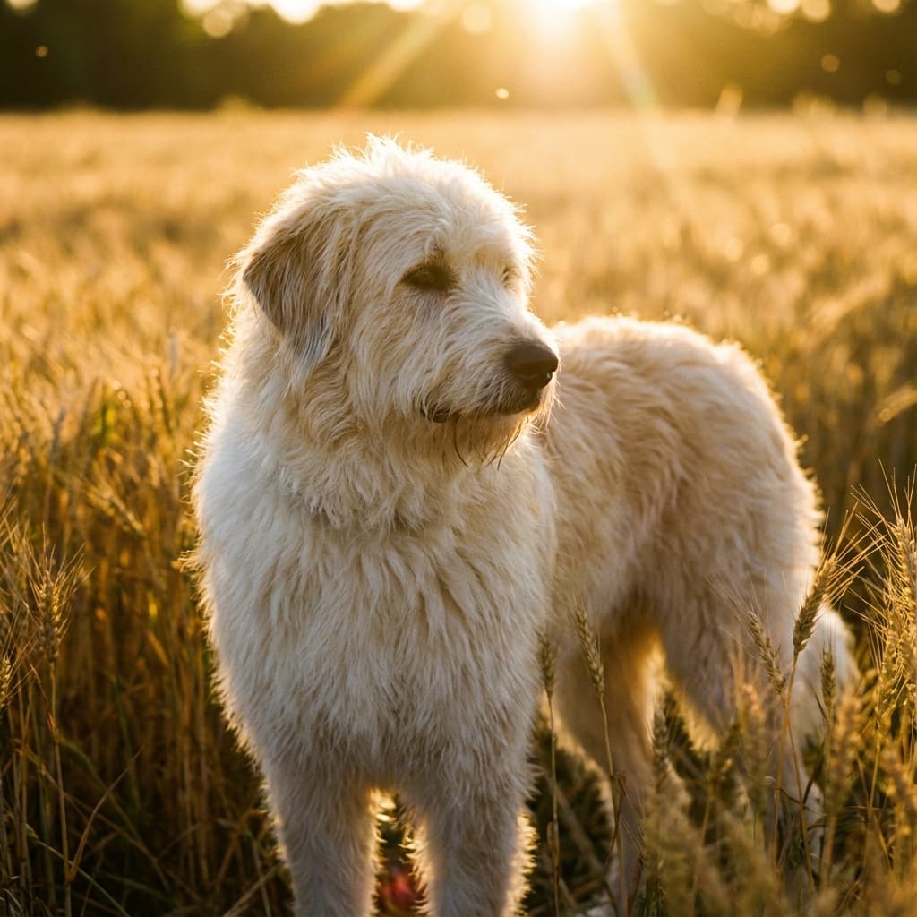 Pyredoodle in Golden Hour Field style