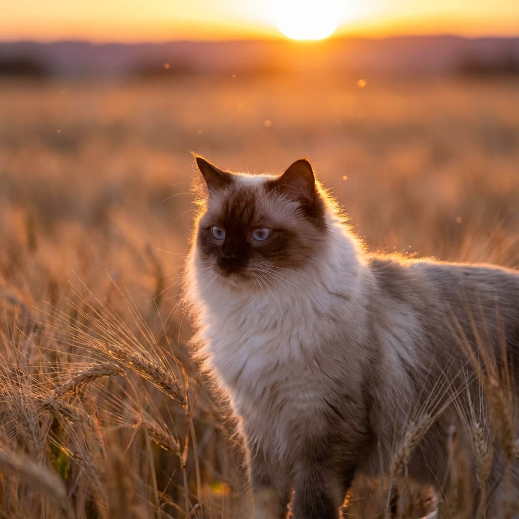 Ragdoll in Golden Hour Field style